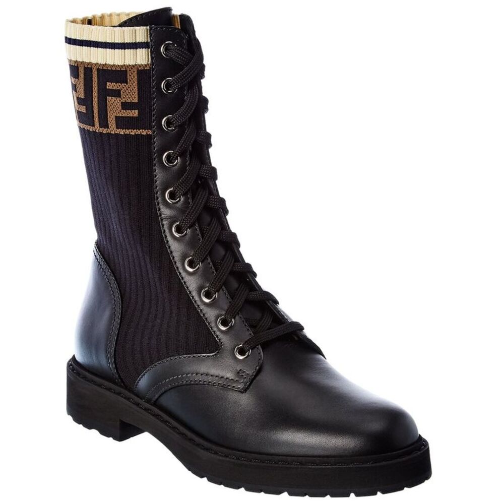 Fendi Ff Motif Leather Boot, Black